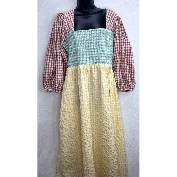 ASOS Women's Multi-Color Plaid Gingham Maxi Dress Size 12 - Picture 2 of 9